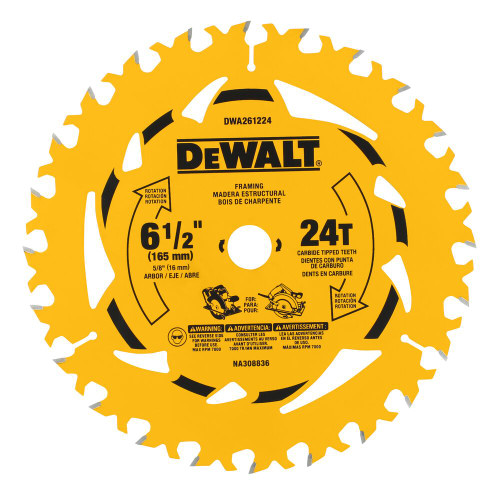 DeWalt DWA261224 6-1/2 Inch 24T Framing Circular Saw Blade