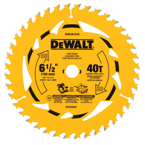 DeWalt DWA261240 6-1/2 Inch 40T Fine Finish Circular Saw Blade