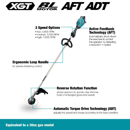 Makita UR008GT101 40V MAX XGT 17 Inch Cordless Brushless Line Trimmer Kit