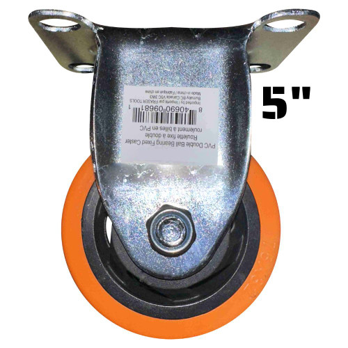 Truwerx 86153 5 Inch PVC Double Ball Bearing Fixed Caster Wheel
