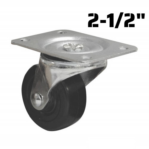 Truwerx 86225 2-1/2 Inch Heavy Duty Rubber Swivel Caster Wheel