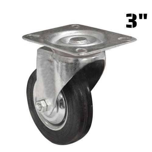 Truwerx 86208 3 Inch Rubber Swivel Caster Wheel