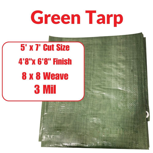 Truwerx 10800 5 ft. x 7 ft. 3mil 85GSM All-Purpose Tarp - Green