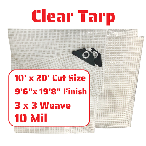 Truwerx 10908 10 ft. x 20 ft. 10mil 170GSM Commercial Extra Heavy-Duty Tarp - Clear