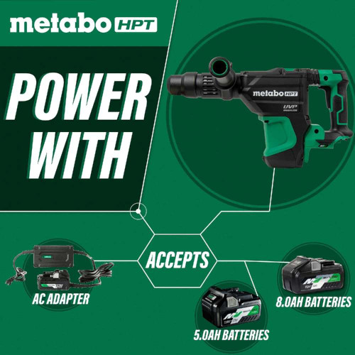Metabo HPT DH3640DAQ2M MultiVolt 36V Cordless Brushless SDS Max 1-9/16 Inch Rotary Hammer (Tool Only)