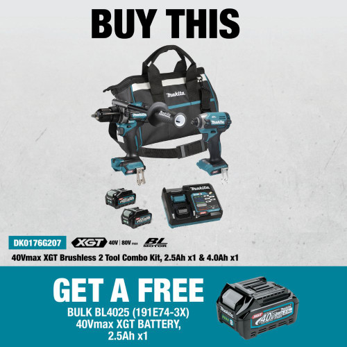 Makita DK0176G207 40V MAX XGT 2-Tool Cordless Brushless 1/2 Inch Hammer Drill & 1/4 Inch Impact Driver Combo Kit Makita DK0176G207 40V MAX XGT 2-Tool Cordless Brushless 1/2 Inch Hammer Drill & 1/4 Inch Impact Driver Combo Kit