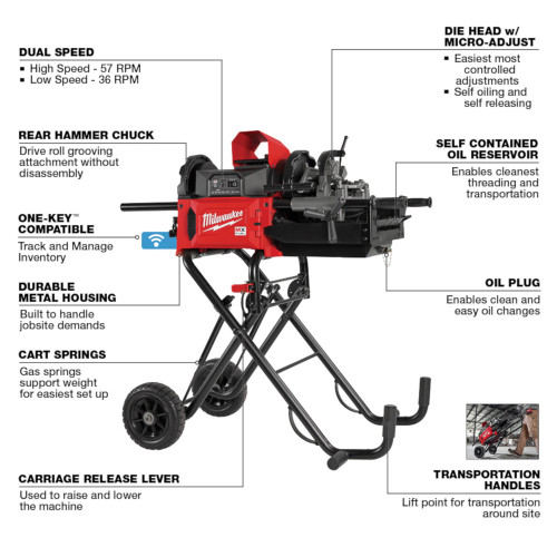 Milwaukee MXF512-2XC MX FUEL Cordless Brushless Pipe Threading Machine (Tool Only)