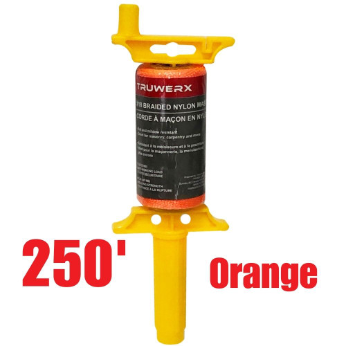 Truwerx 29036 250 ft. #18 Braided Nylon Mason Line with Reel - Orange
