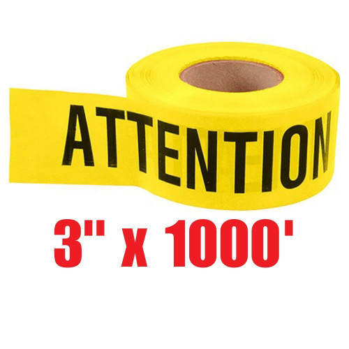 Truwerx 60454 3 Inch x 1000 foot Attention Barricade Tape - Yellow