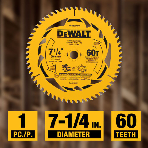 DeWalt DWA271460 7-1/4 Inch 60T Ultra Fine Finish Circular Saw Blade