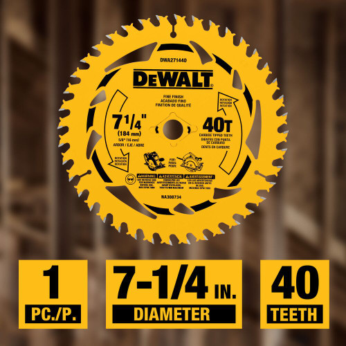 DeWalt DWA271440B10 7-1/4 Inch 40T Fine Finish Circular Saw Blade