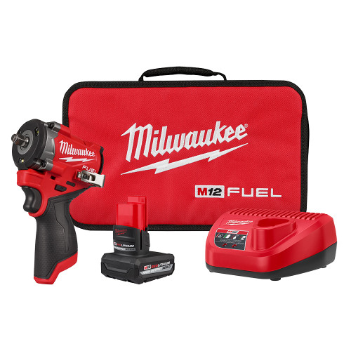Milwaukee 2562-21 M12 FUEL Cordless Brushless 3/8 Inch Stubby Impact Wrench Kit