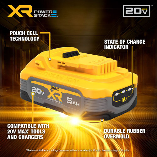 DeWalt DCBP520-2 20V MAX POWERSTACK 5.0 Ah Battery Packs - 2pk