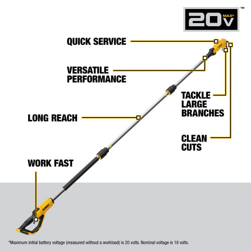 DeWalt DCPPR320B 20V MAX 1-1/2 inch  9 ft Cordless Pole Pruner (Tool Only)