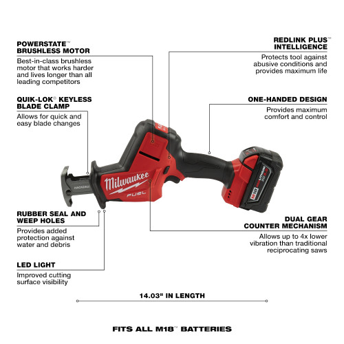 Milwaukee 2719-21 M18 FUEL HACKZALL Cordless Reciprocating Saw Kit