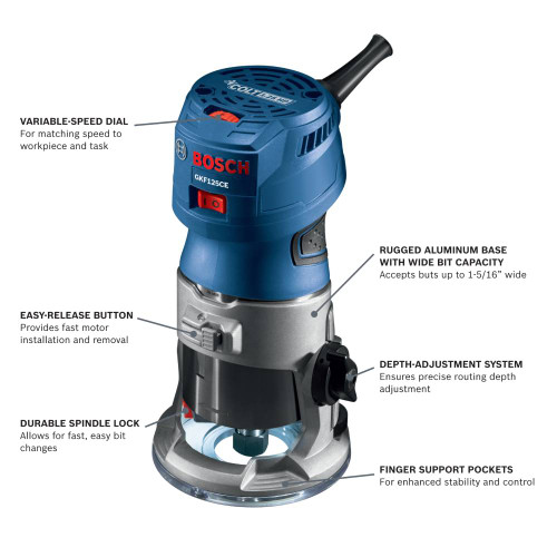 Bosch GKF125CEK 7 Amp Colt 1.25 HP (Max) Variable-Speed Palm Router Kit