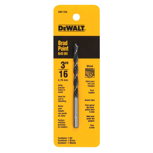 DeWalt DW1704 3/16 Inch HSS Brad Point Drill Bit
