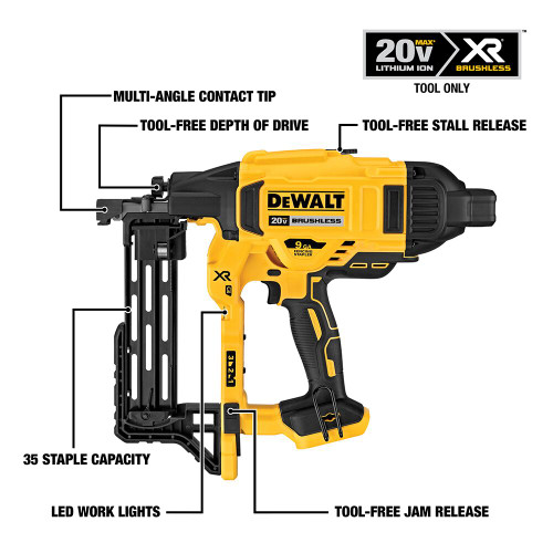 DeWalt DCFS950B 20V MAX XR Cordless 9 Gauge Fencing Stapler (Tool Only)