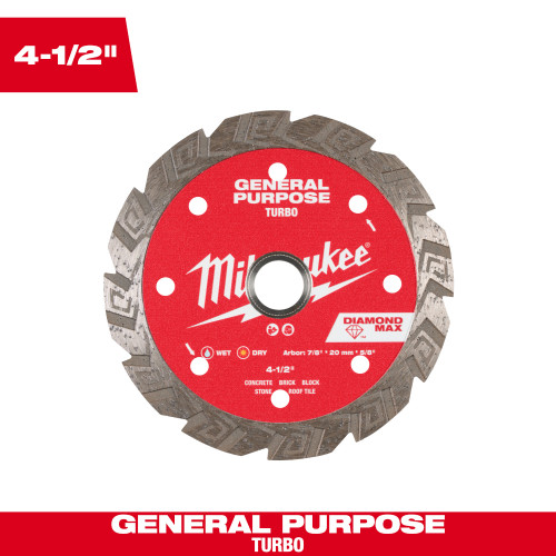 Milwaukee 49-93-9104 4-1/2 Inch DIAMOND MAX Turbo General Purpose Blade