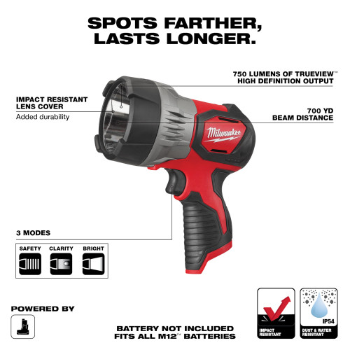 Milwaukee 2353-20 M12 750lm Spot Light (Tool Only)
