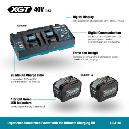 Makita T-04101 40V MAX XGT 8.0 Ah Battery Starter Kit
