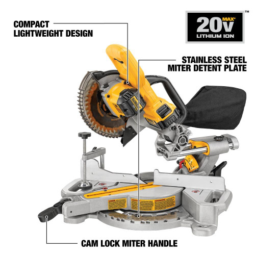 DeWalt DCS361M1 20V MAX Cordless 7-1/4 Inch Sliding Mitre Saw Kit