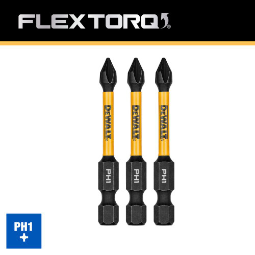 DeWalt DWAF2PH1IR3 FLEXTORQ 2-1/4 inch x #1 Phillips Impact Driver Bits - 3pk