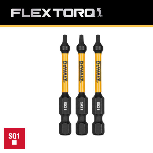 DeWalt DWAF2SQ1IR3 FLEXTORQ 2 inch x #1 Square Impact Driver Bits - 3pk