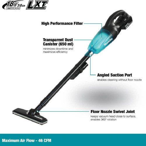 Makita DCL180RFB 18V LXT Cordless Stick Vacuum Cleaner Kit