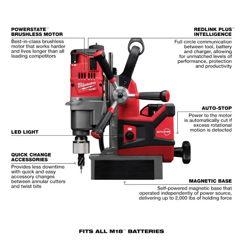 Milwaukee 2788-22HD M18 FUEL Cordless Brushless 1-1/2 Inch Lineman Magnetic Drill Kit
