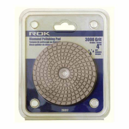 ROK 26917 4 in Diamond Polishing Pad - 3000 Grit showing in packaging