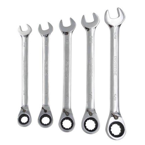 ROK 68004 5pc SAE CrV Ratcheting Wrench Set