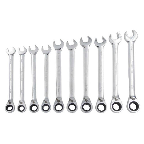 ROK 68010 10pc SAE/Metric CrV Ratcheting Wrench Set