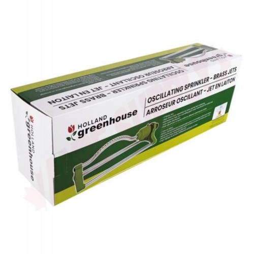 Holland Greenhouse S010640N Oscillating Sprinkler with Brass Jets showing in packaging