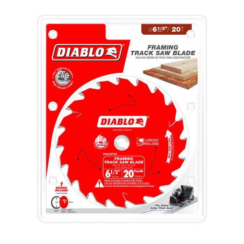 Diablo D0620TSR 6-1/2in 20T Track Saw Blade for Framing showing in packaging