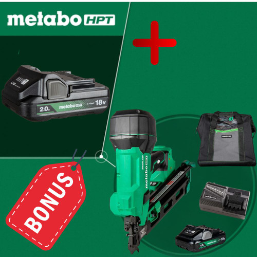 Metabo HPT NR1890DCAM 18V MultiVolt Cordless 30° 3-1/2in Paper Tape Framing Nailer Kit