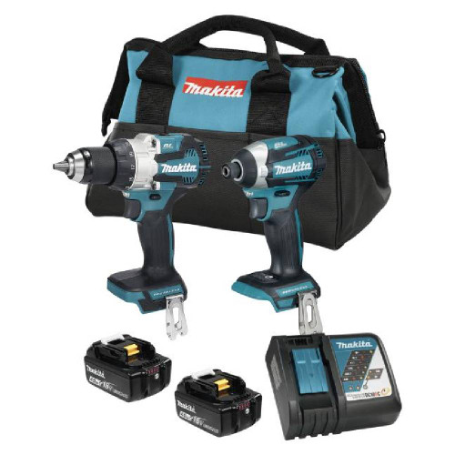 Makita DLX2506MX1 18V LXT 2-Tool Cordless Brushless 1/2in Hammer Drill/Driver & 1/4in Impact Driver Combo Kit