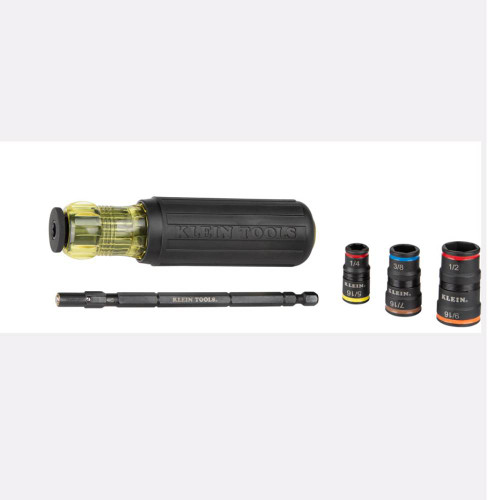 Klein Tools 32910 7-in-1 Impact Rated Flip Socket Set with Handle