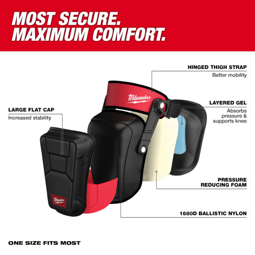 Milwaukee 48-73-6051 Stabilizer Performance Knee Pads with Thigh Straps infographics