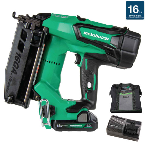 Metabo HPT NT1865DMSTM 18V MultiVolt Cordless Brushless 2-1/2in 16-Gauge Straight Finish Nailer Kit