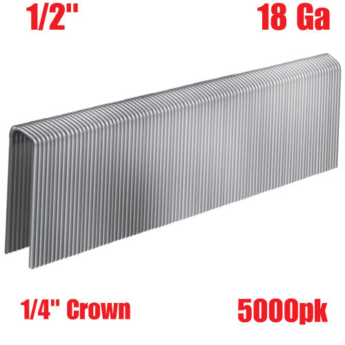 Truwerx TW72500 18-Gauge Galvanized 1/2in Staples with 1/4in Crown - 5,000 Pack
