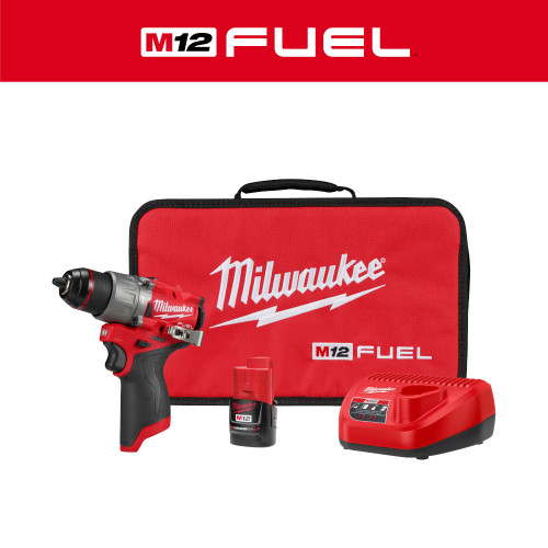 Milwaukee 3404-21 M12 FUEL Cordless Brushless 1/2in Hammer Drill/Driver Kit