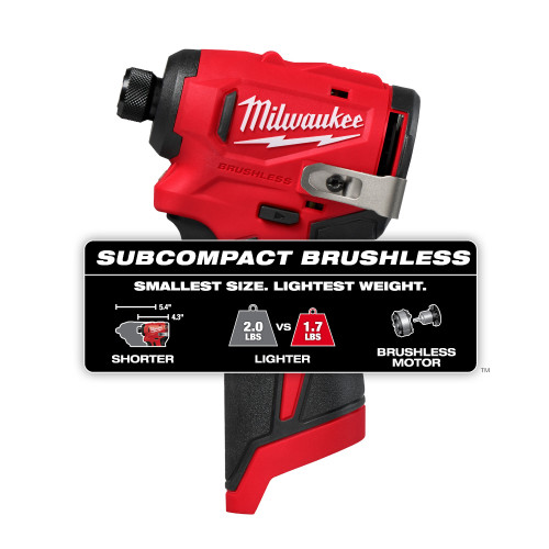Milwaukee 3450-20 M12 FUEL Cordless Brushless Subcompact 1/4in Hex Impact Driver (Tool Only)