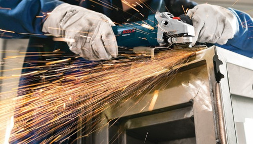 Bosch GWS8-45 7.5 Amp 4-1/2 inch Angle Grinder on the job grinding