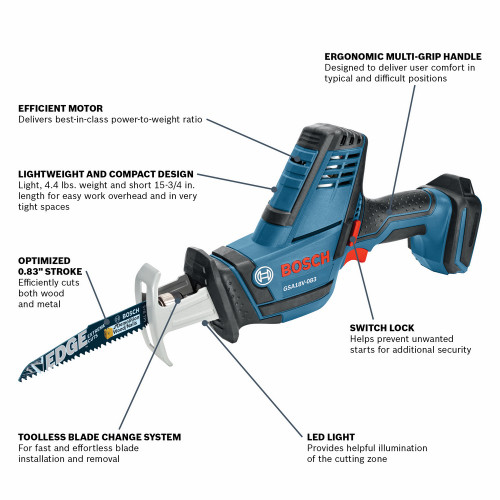 Bosch GSA18V-083B 18V Compact Reciprocating Saw (Tool Only)