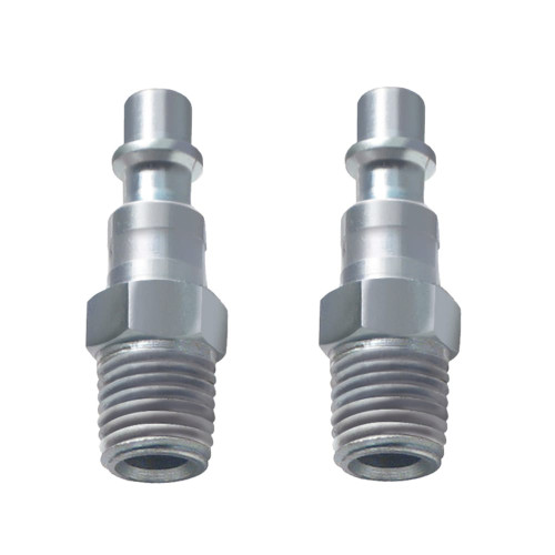 ROK 14910 1/4 Inch Male Industrial M-Style Steel Plug - 2pk