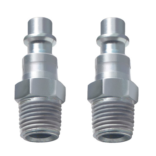 ROK 14912 3/8 Inch Male Industrial M-Style Steel Plug - 2pk