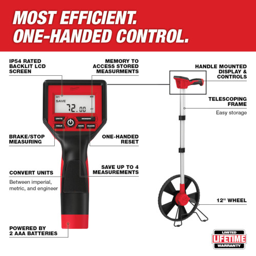 Milwaukee 48-22-5112 12-inch Digital Measuring Wheel measuring worksite