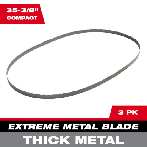 Milwaukee 48-39-0601 35-3/8 inch Extreme Thick Metal 8/10 TPI Compact Band Saw Blades - 3pk