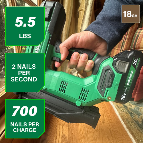 Metabo HPT NT1850DGM 18V Cordless Compact 18-Gauge 2 Inch Brad Nailer Kit